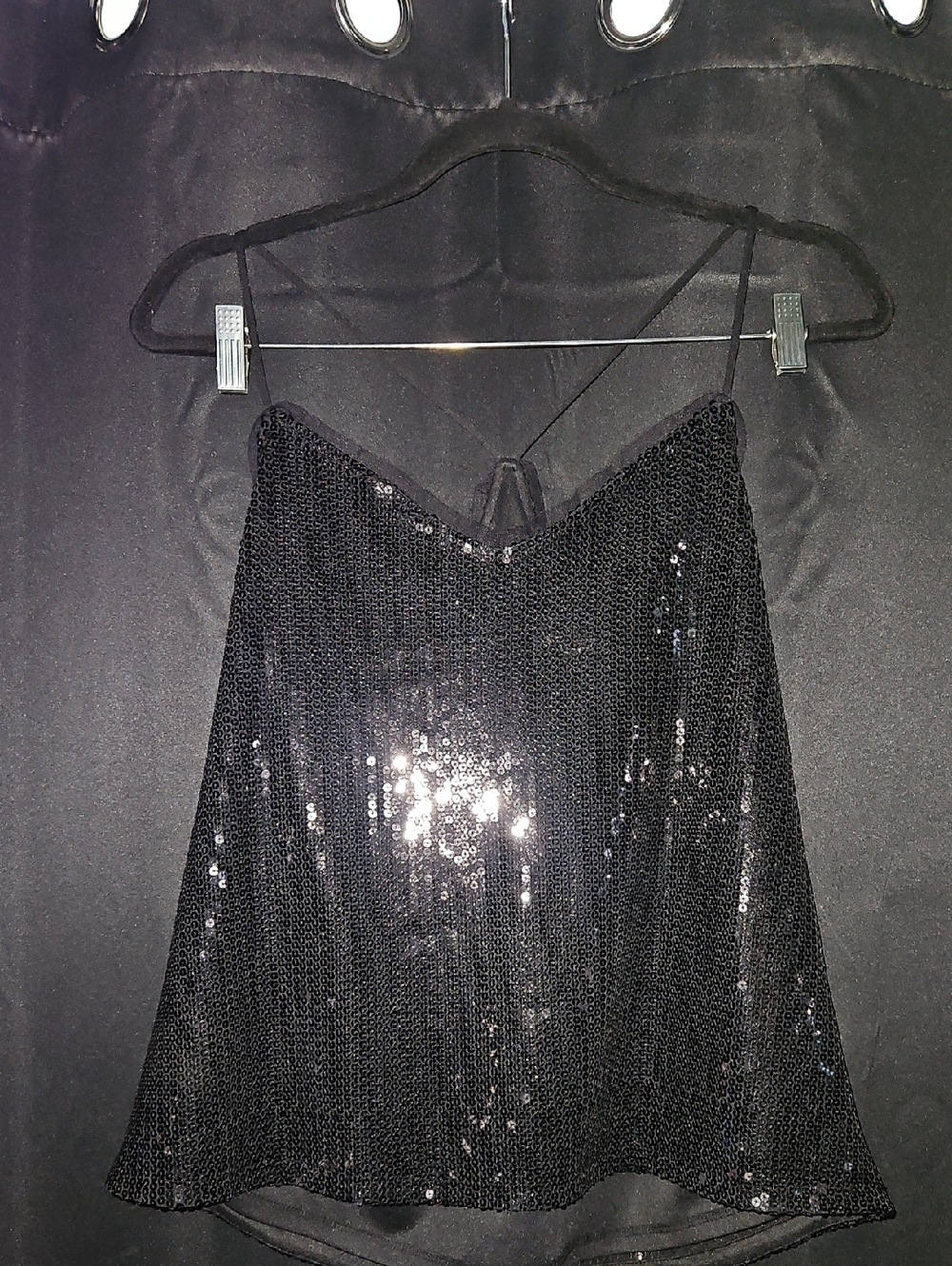 Olsenboye Sequined Tank Black Dress Top